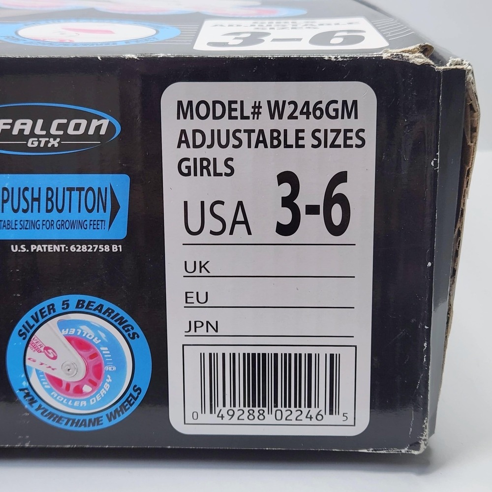 Roller Derby Falcon GTX Girls Adjustable 3-6 White Pink Inline Quad Skates Combo - Picture 6 of 16